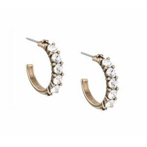 NEW FRENCH KANDE cinq austrian crystal huggies earrings in brass